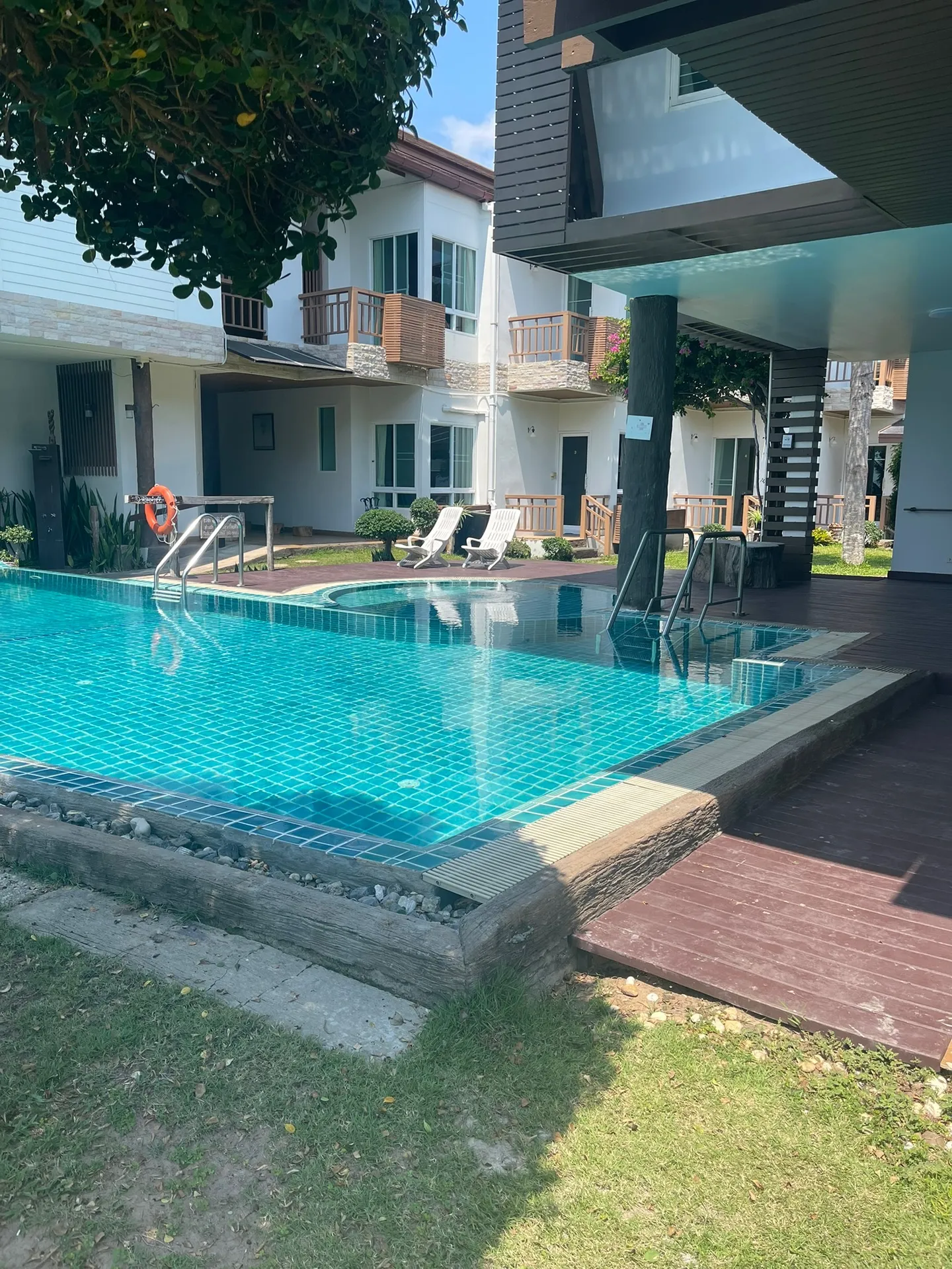 The pool between the two houses